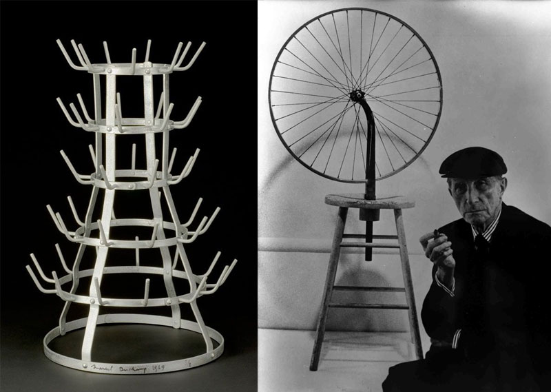 Marcel Duchamp, Bottle Rack (1914) and Bicycle Wheel (1913)
